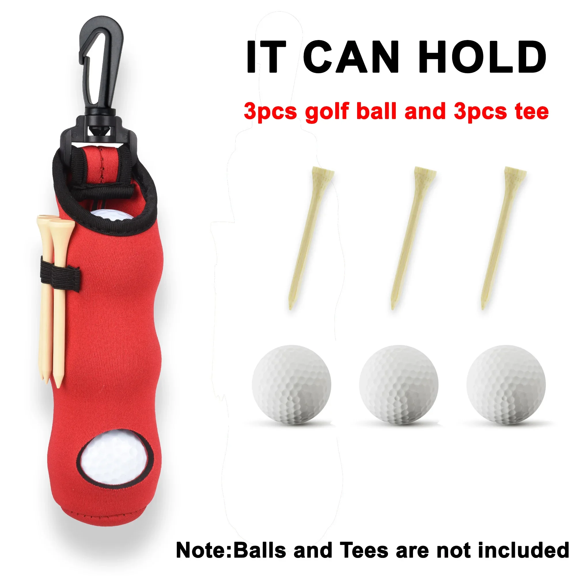 Neoprene Golf Ball Holder Pouch Bag Tee Holder Keychain Belt Clip Portable Storage Sleeve Golf Gifts Accessories Men Women