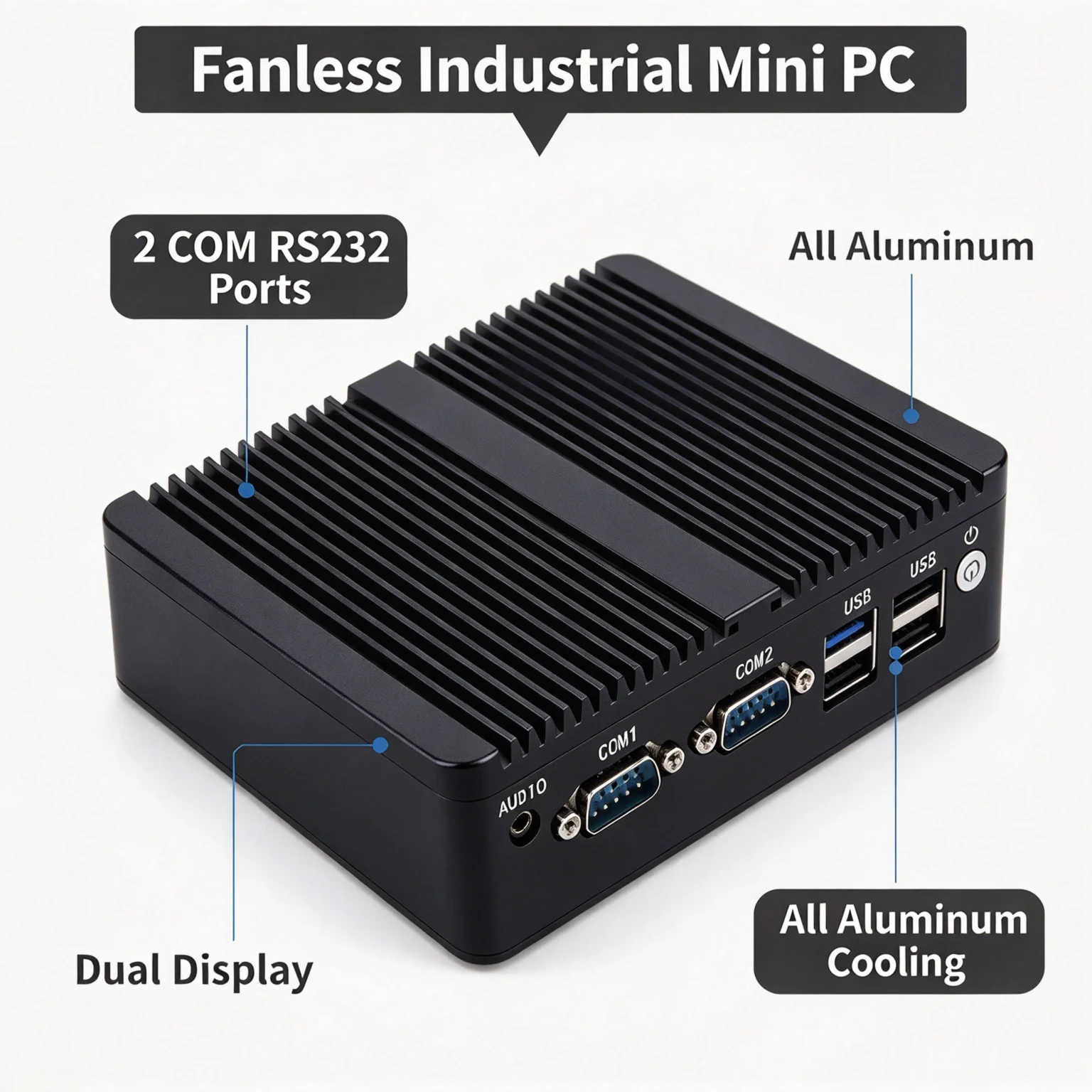 Fanless Mini Industrial PC N100 N150 Core i3 i5 i7 J1900 Micro Computer