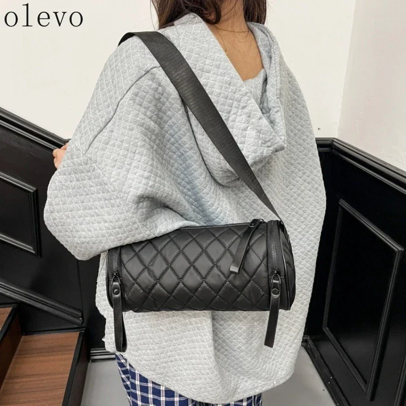 

Женская сумка-подушка с ромбовидной решеткой и цилиндрической подушкой, модная изысканная сумка через плечо через плечо