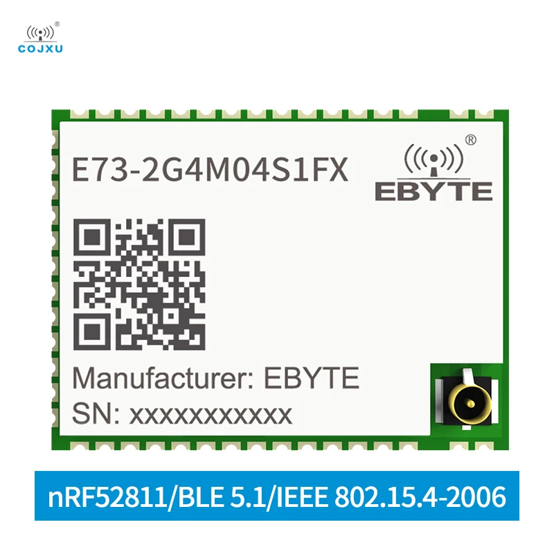 

nRF52811 Blue-tooth Wireless Module BLE 5.1 SOC e rf IPEX Connector Small Siz 2.379~2.496GHz Low Power Comsuption E73-2G4M04S1FX