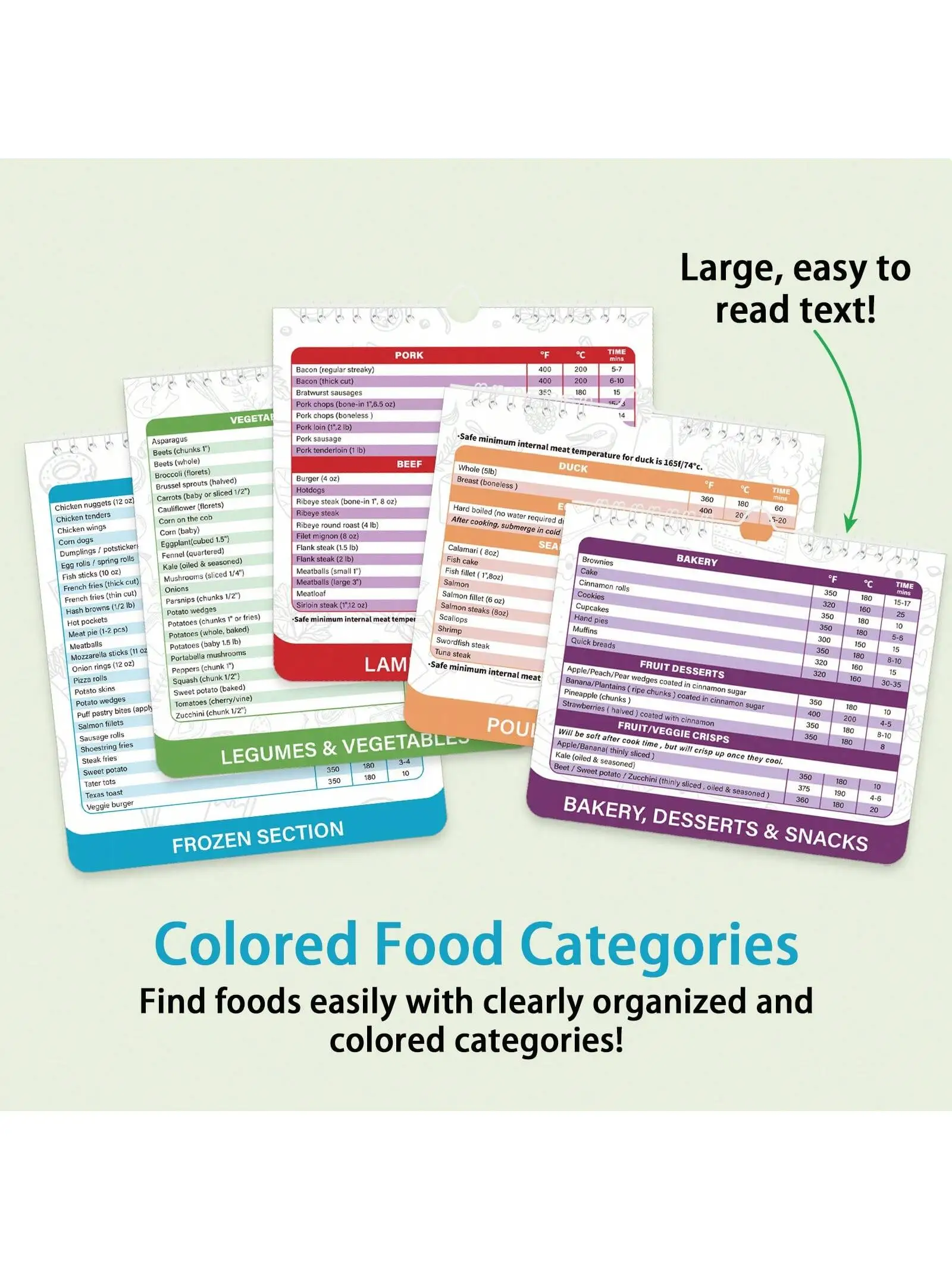 Magnetic Air Fryer Cheat Sheet Set - Cooking Time Charts Guide And Recipe Booklet For Oven And Kitchen