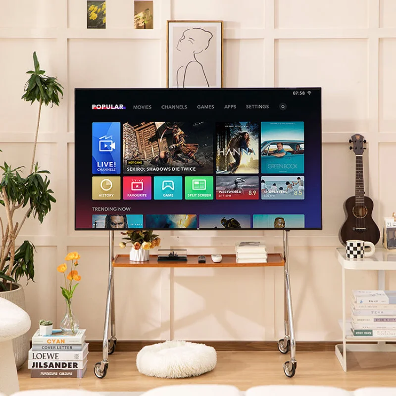 Monitor Bracket Hanger Floor Type Universal Home Furniture TV Stands Medieval Metal Pulley Movable TV Stands Living Room Home