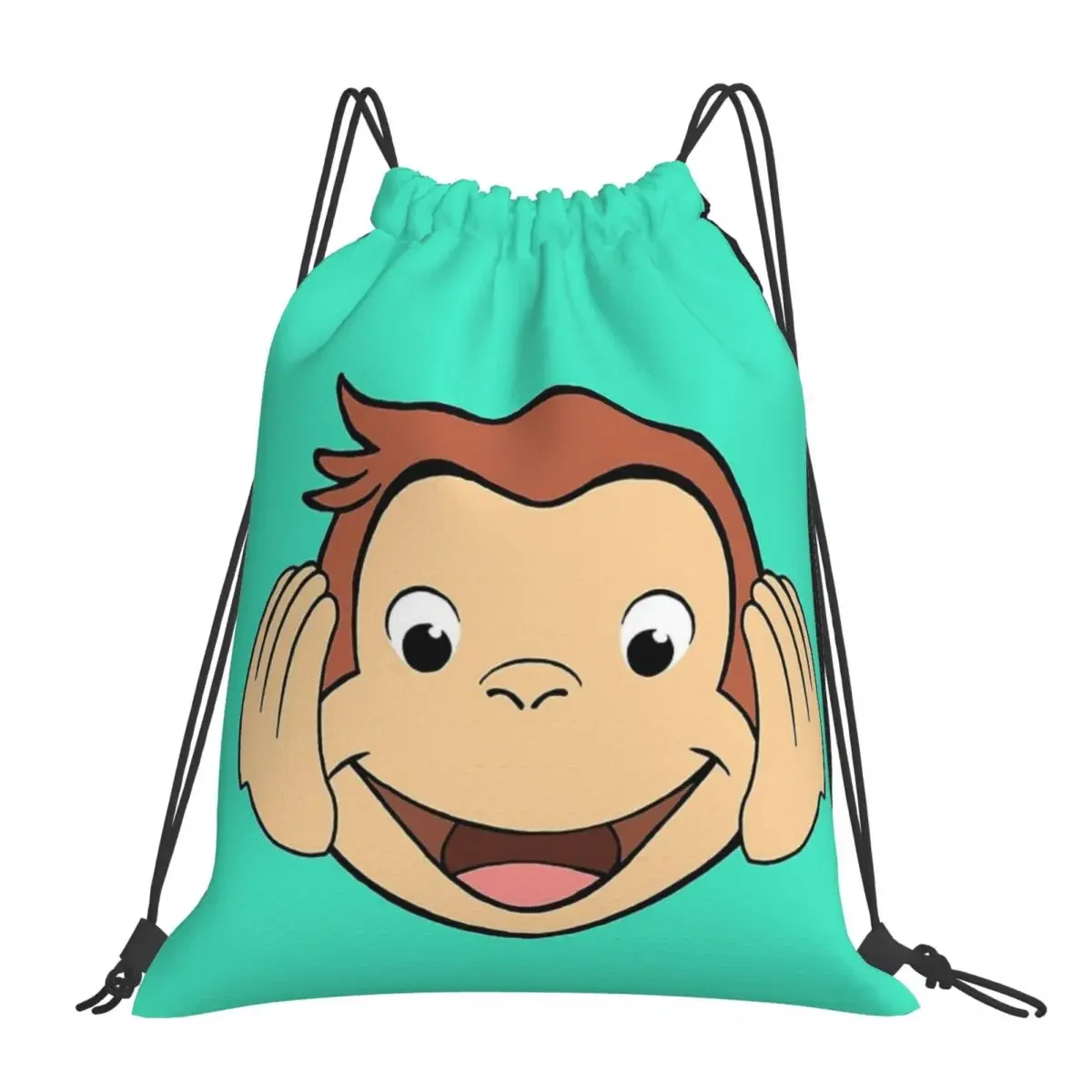 Curious George Backpacks Casual Portable Drawstring Bags Drawstring Bundle Pocket Storage Bag BookBag For Man Woman Students