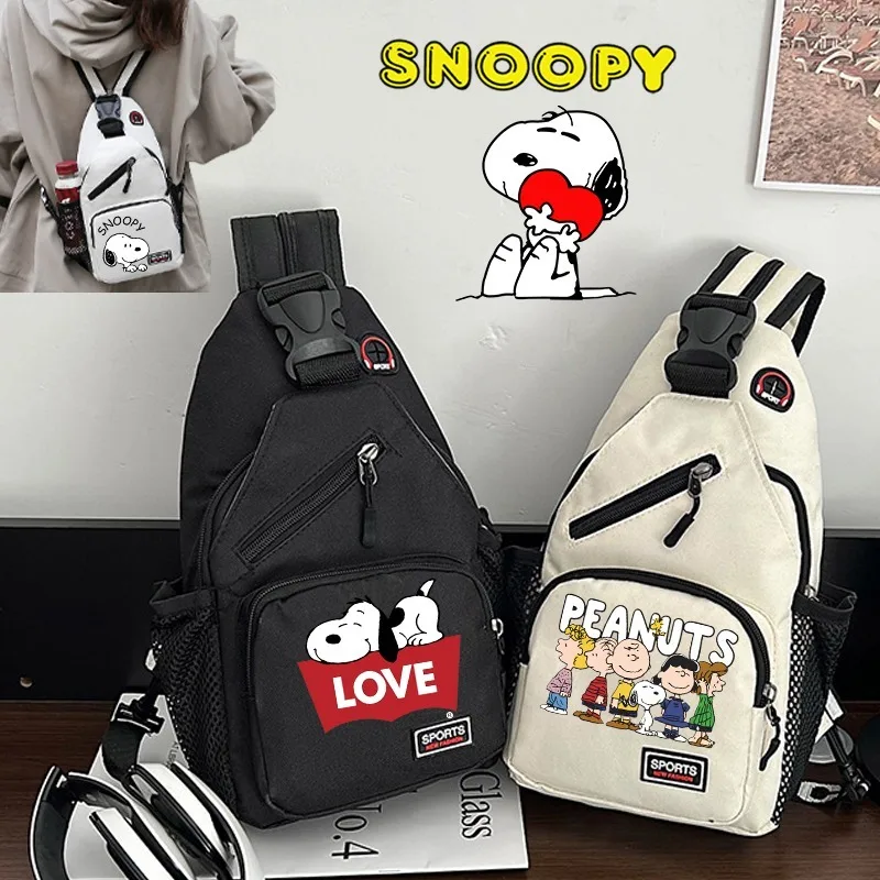 Snoopy Backpack Peanuts Anime Figure Chest Pack Men's Crossbody Bag Outdoor Kids Sports Casual Sling Bag Trend Birthday Gifts