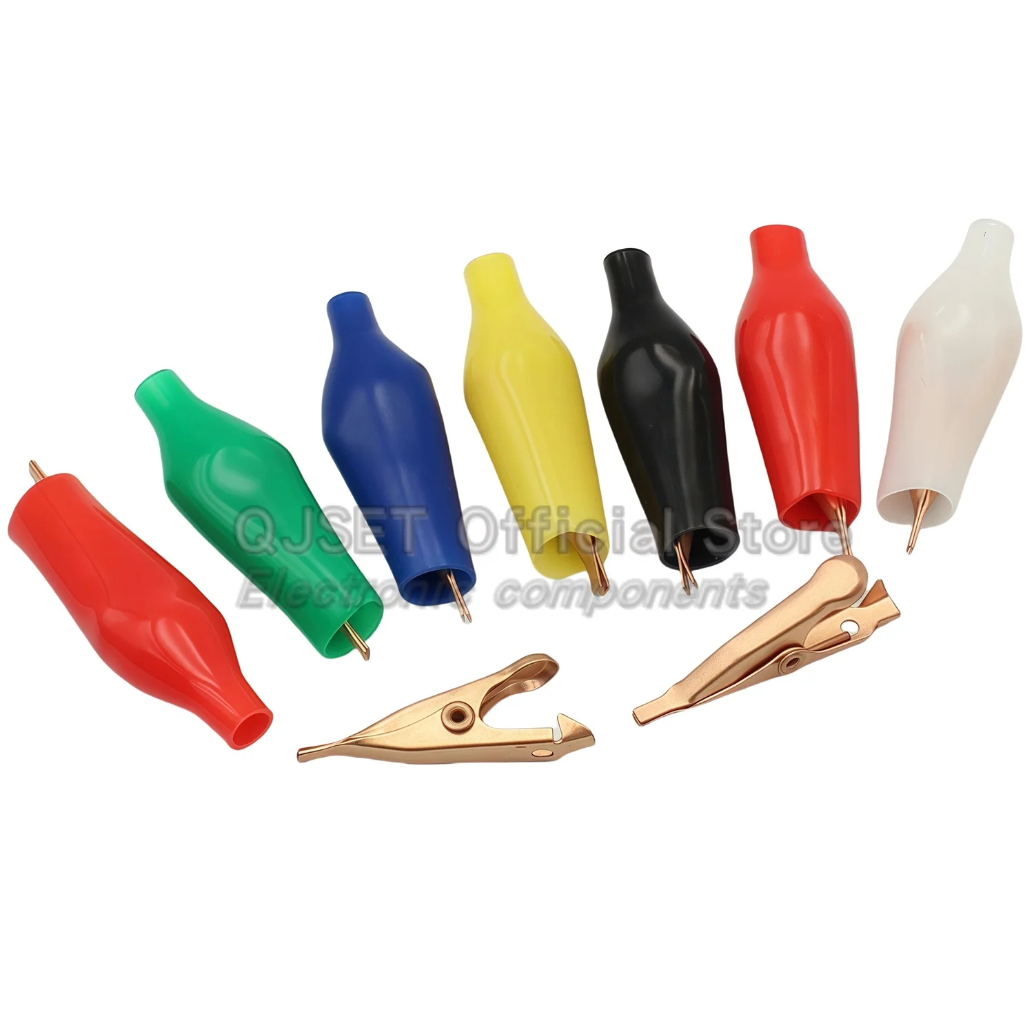 5 Stück 28 mm kleine flache Krokodilklemme aus reinem Kupfer, flache Clips, zahnlos, kleine Kupferklammern, Testklammern, Mantelklammer, Rot, Schwarz, 5 A