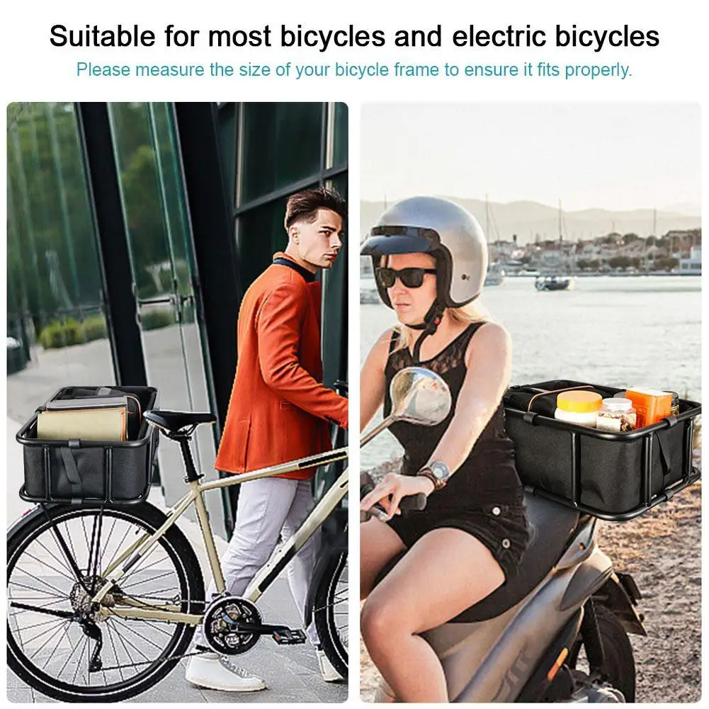 

Detachable Rear Bike Basket Bicycle Cargo Rack Bag Large Capacity E-Bike Basket Rear Rack for Outdoor Travel Shopping Y0Y5
