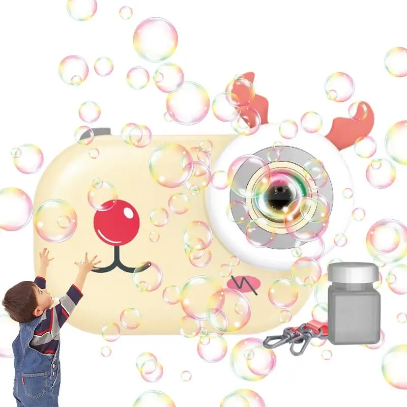 Bubble Maker For Kids Animal Bubble Maker Machine Cartoon Bubble Camera Outdoor Toys With Lights & Music Portable Bubble Machine