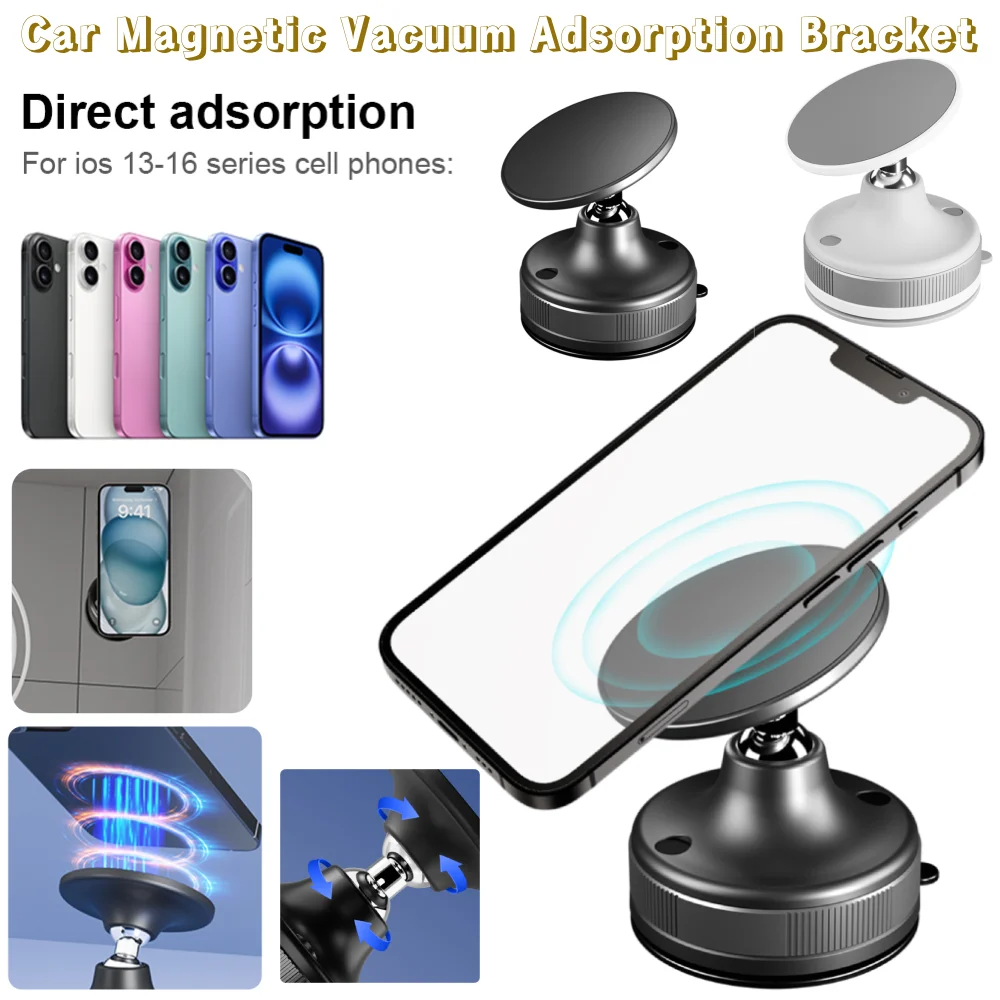 Car Magnetic Phone Holder Magnetic Suction Phone Mount Vacuum Magnetic Car Phone Mount for Kitchen Mirro Gym Bath Shower