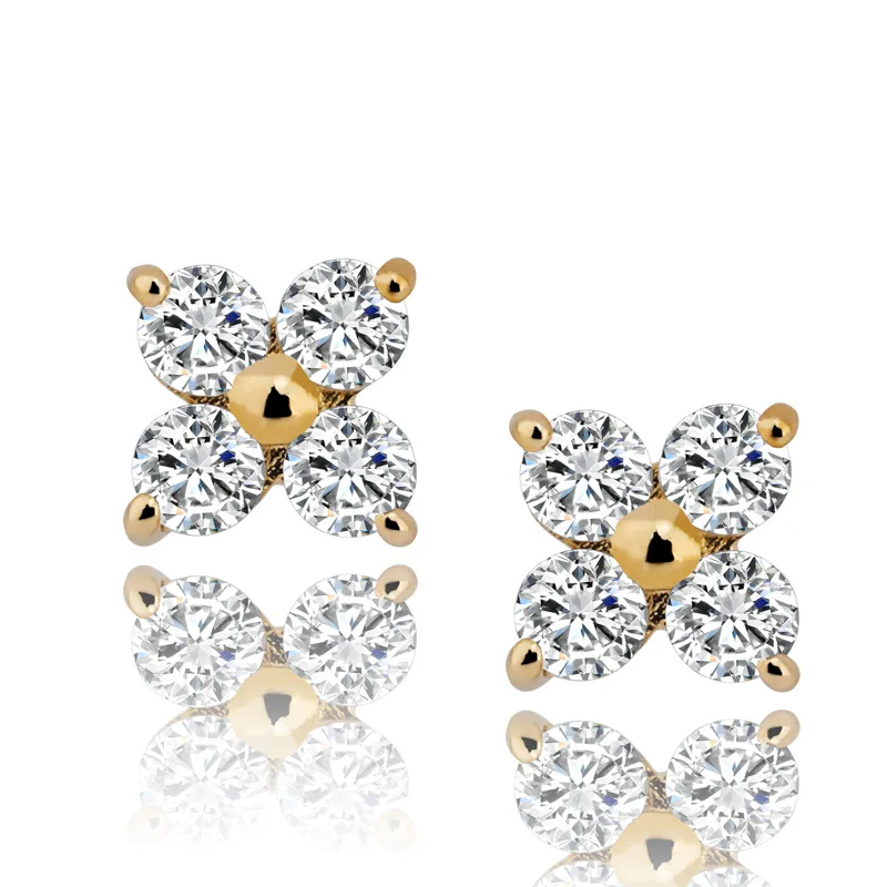 Genuine Gold iced Square Earring Gold Color Cubic Zircon Earrings For Men Hip Hop Jewelry For Delicate Gifts