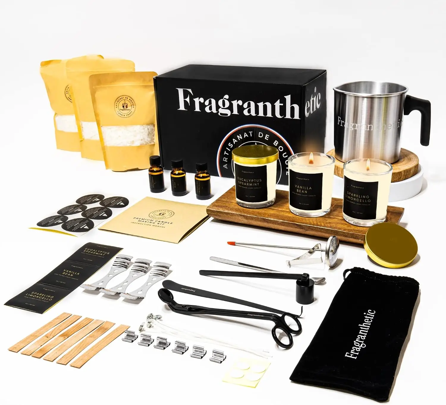 Luxury Candle Making Kit for Adults | DIY Soy Candle Making Kit with Glass Jars, Wood Candle Wicks, Cotton Wicks & Candle Accessory Set