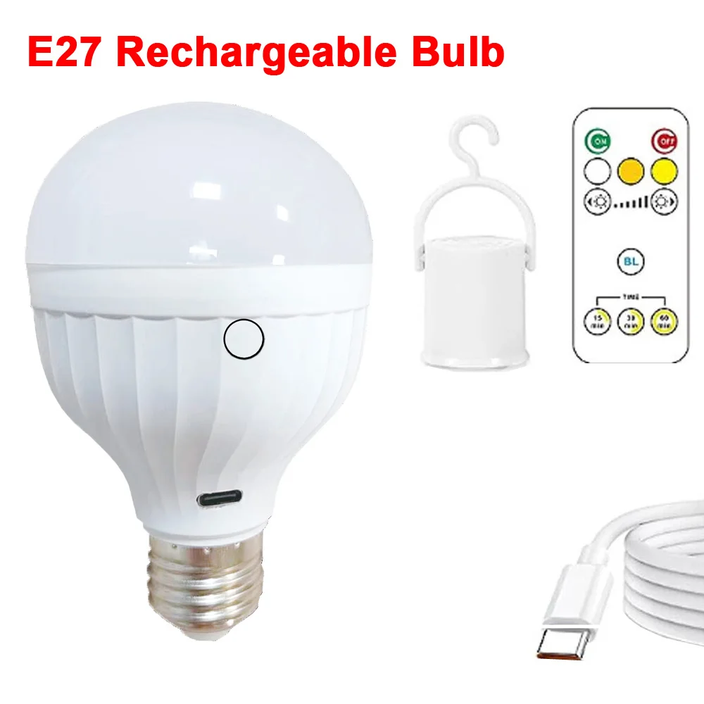 

Remote Dimming Led Bulb E27 3 Lighting Modes Rechargeable Emergency Light Bulbs 2600mAh Energy Saving Light For Desk Lamps