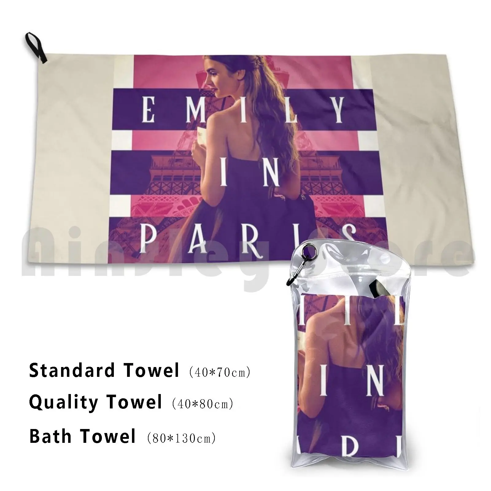 إميلي في باريس Netflix منشفة استحمام وسادة الشاطئ Movieart53 إميلي في باريس ليلي كولينز إميلي في باريس Netflix Tv
