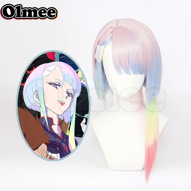 [Olmee] In Stock Cyber 2077 Lucy Lucyna Kushinada Cosplay Wig Short Colorful Hair Full Set Costume Halloween Xmas