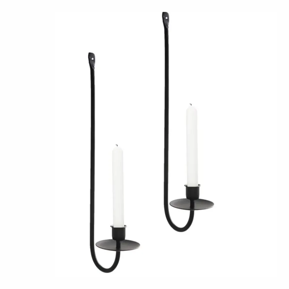 Retro Wall Mount Fireplace Candle Holder L-shape Home Decoration Candlestick Holder Metal Candlelight Dinner Props Wedding Party