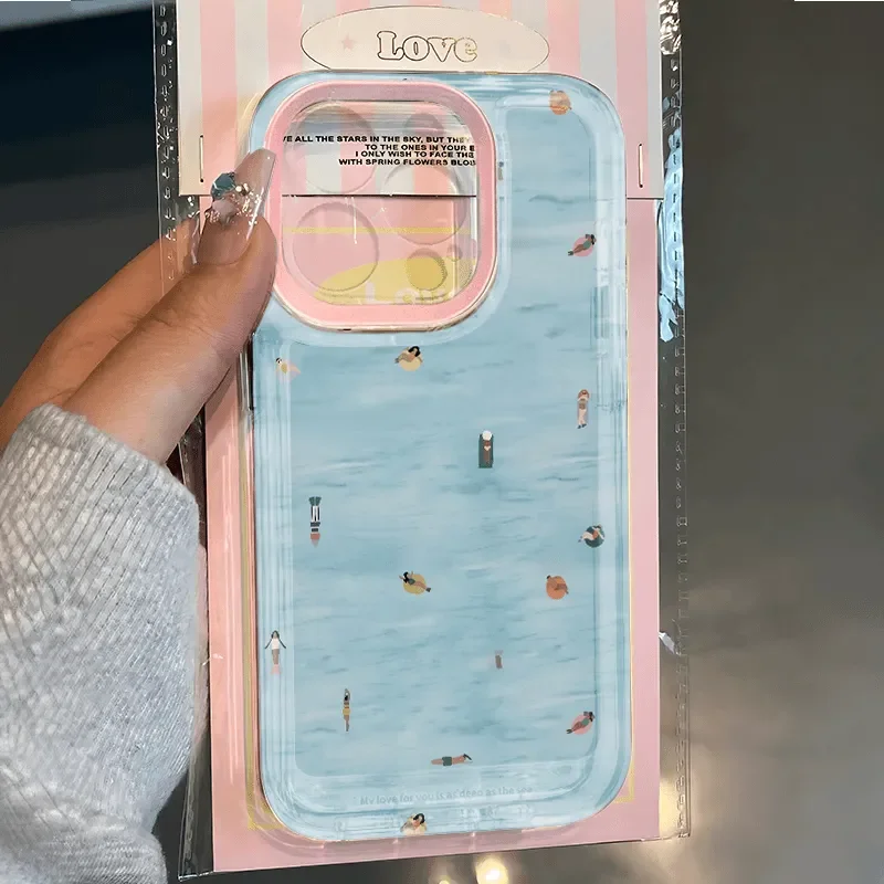 Summer Swimming Crowd Gentle Versatile Blue Cool Phone Case For iPhone 16 E 15 14 13 12 11 Pro XS Max 7 8 Plus Y2K Cute Cover