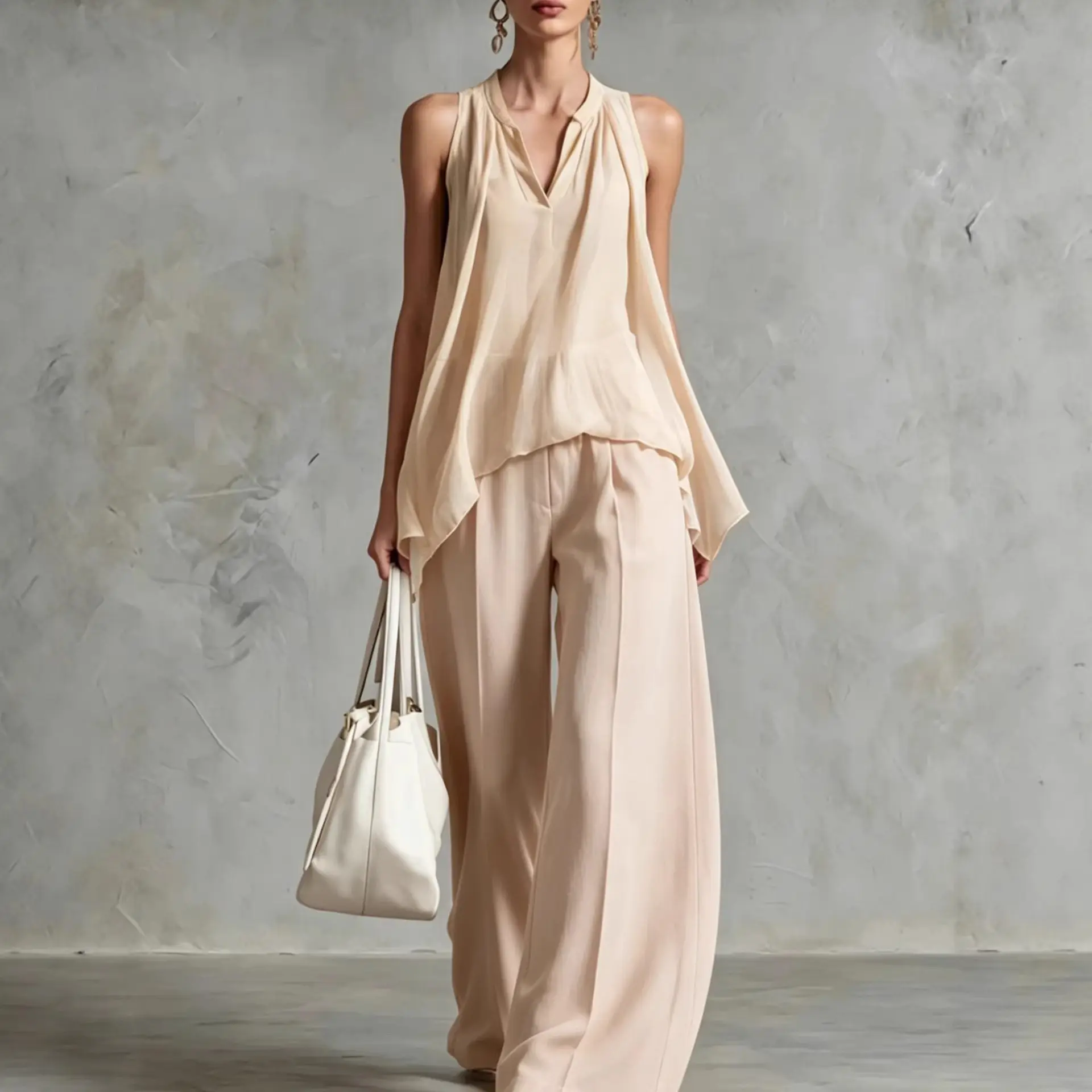 

Women's Summer Suit Loose Two-piece Halter Neck V-neck Sleeveless Tops Pants Set 2 Piece Woman 2026 Summer Casual Matching Sets