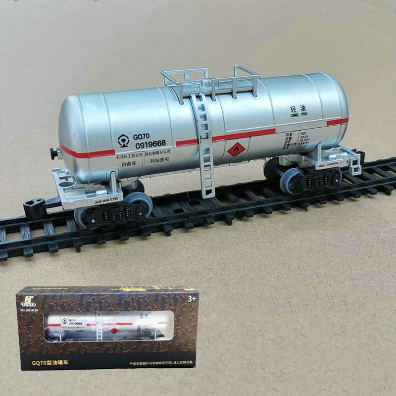 Simulation Electric Train Track Model Supporting China GQ70 Silver Oil Tank Train Carriage Model Gift Display Boy Toys