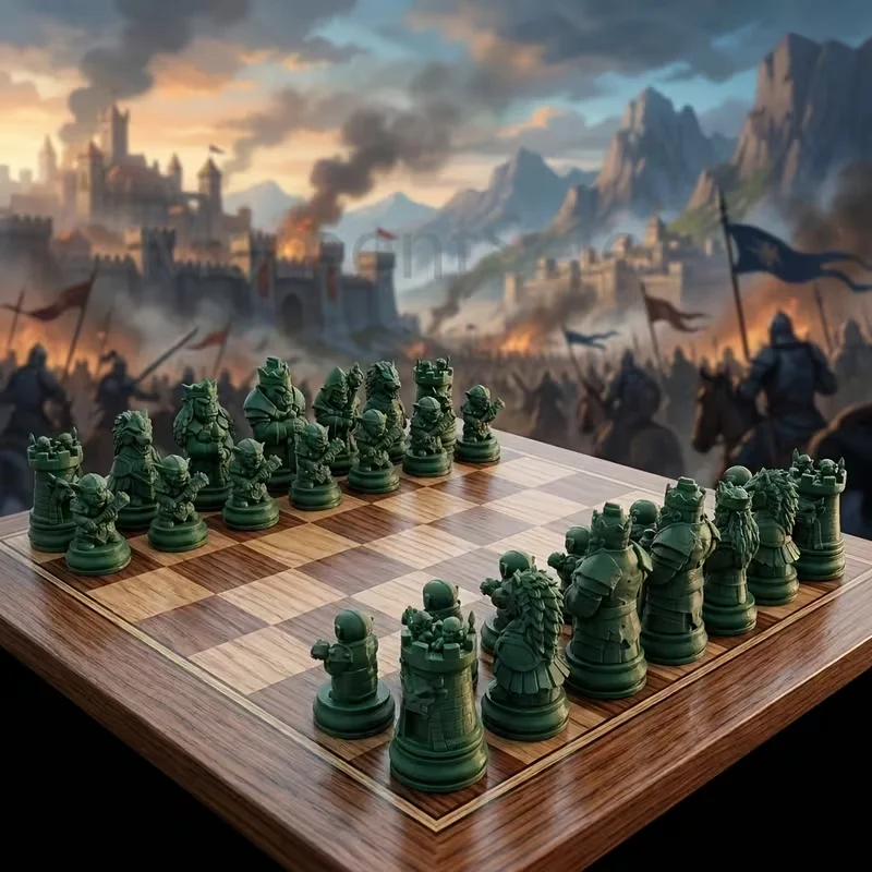 16 Pcs Orc Iron Guard Full Army Genealogy Fantasy Orc Iron Guard Full Army Genealogy Chess Set Desktop Decorative Ornaments