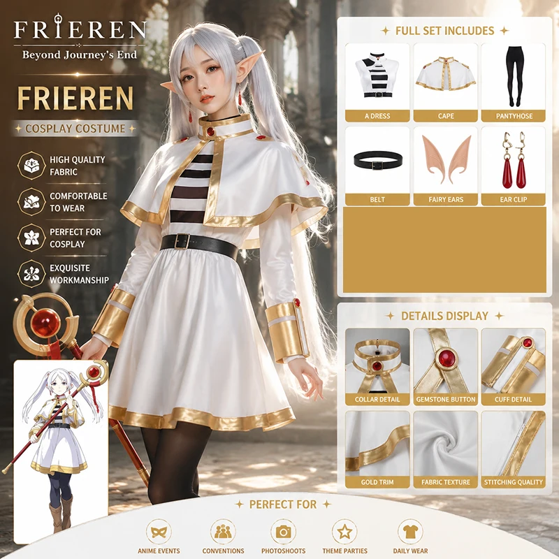 frieren-beyond-journey's-end-cosplay-costume-anime-magician-dress-elf-ear-halloween-party-charistmas-for-women-girls-role-play
