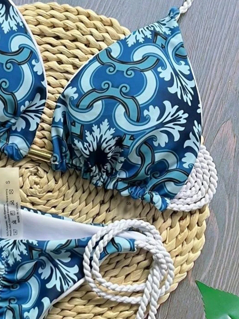 RUOTONSEPT 2024 مثير طباعة ملابس السباحة النسائية تجديل حبل ضمادة البيكينيات مجموعة مثلث ملابس السباحة ثوب السباحة البرازيلي Biquinis