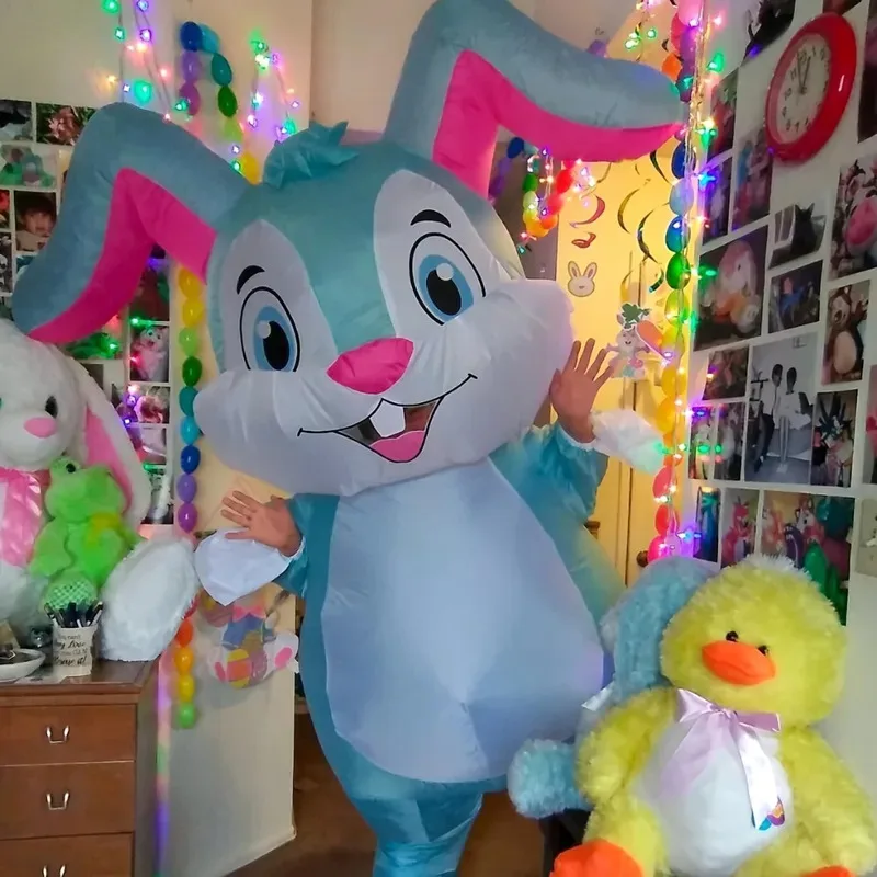 Disfraces inflables de conejito de Pascua, mascota de Anime, conejo, fantasía, Halloween, Navidad, Cosplay, trajes de fiesta para adultos, 1 ud.