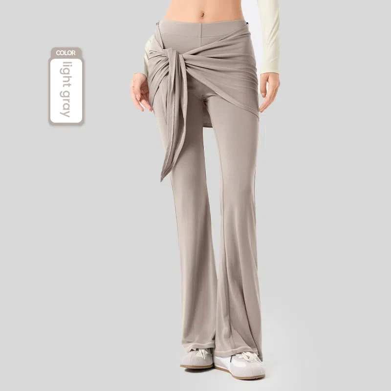 New Yoga Pants for Women Draping Loose Casual Yoga Trousers Detachable Crotch Cover Two-piece Culottes Pant Sets Woman Clothing