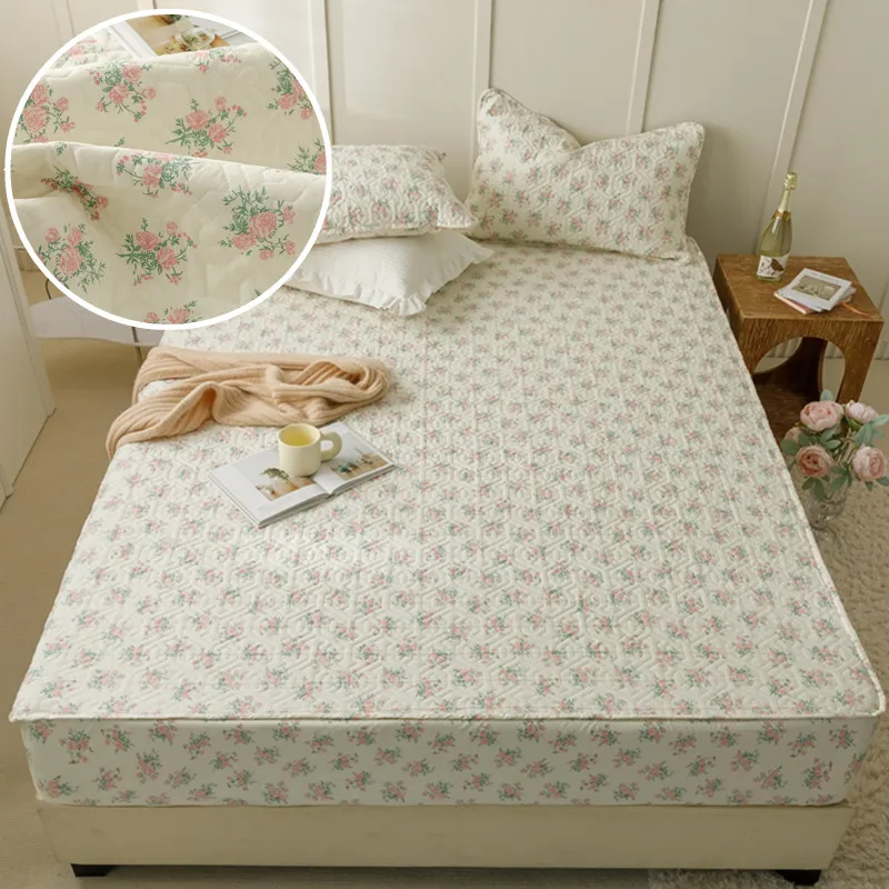 

Bonenjoy Mattress Cover 100% Cotton Bedspread Floral Style Bed Cover Quilted Fitted Sheet fundas de colchón (No Pillowcase)