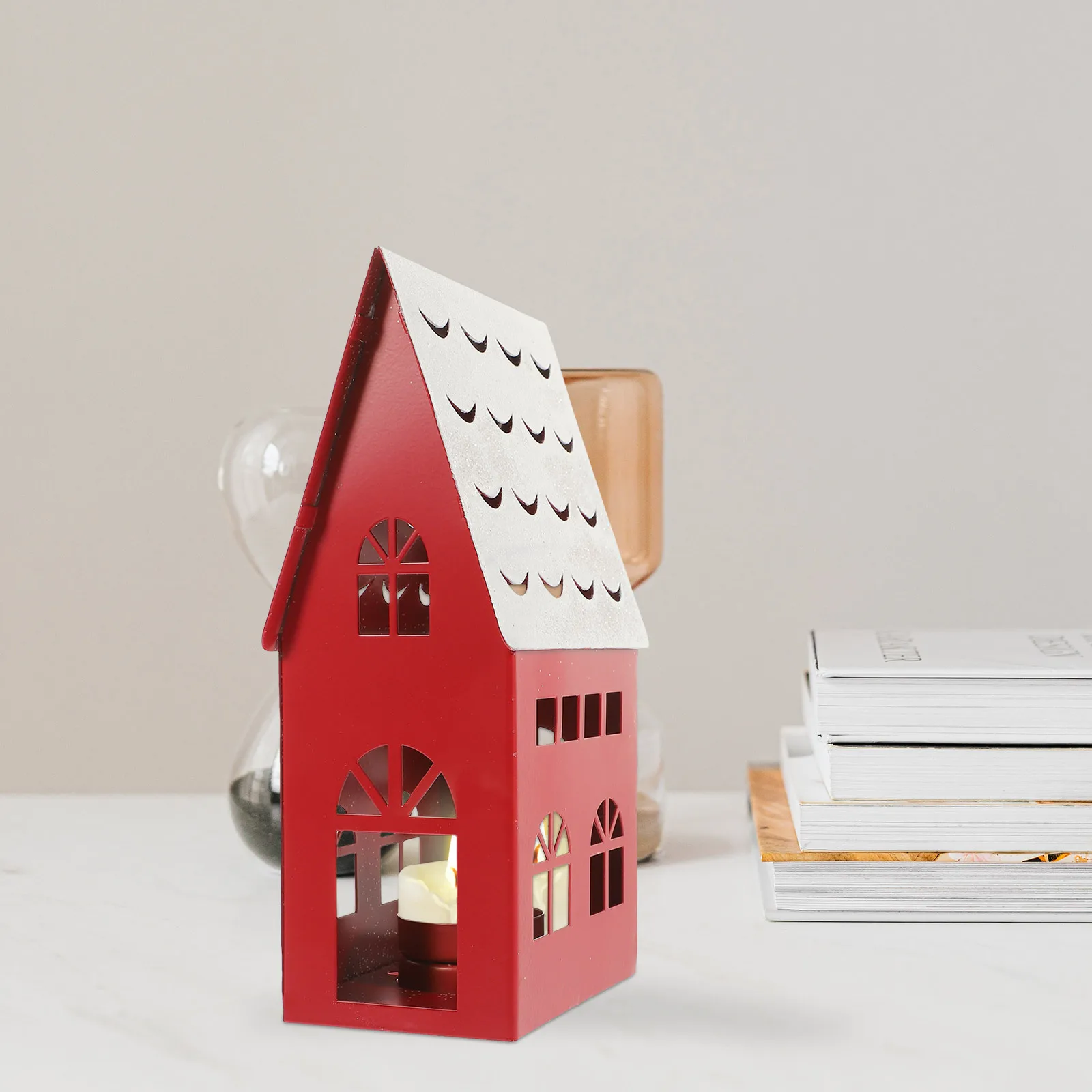 

Christmas Holder Iron Home Shape Xmas Centerpiece Desktop Decor Christmas Holder Desktop Decor