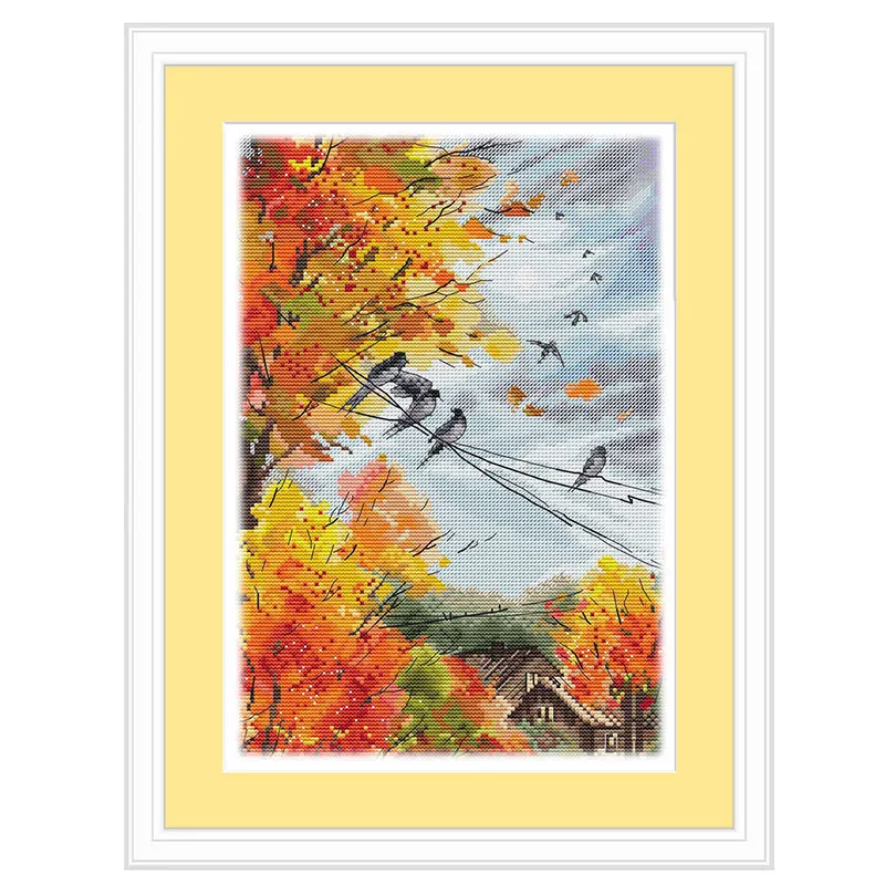 Precision Print Fishxx Cross Stitch Kit C1646 Autumn Swallow Full Embroidered Scenery