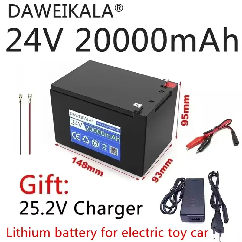 

24V Battery 20Ah 18650 lithium battery pack Rechargeable battery for solar energy electric vehicle battery+25.2v2A charger