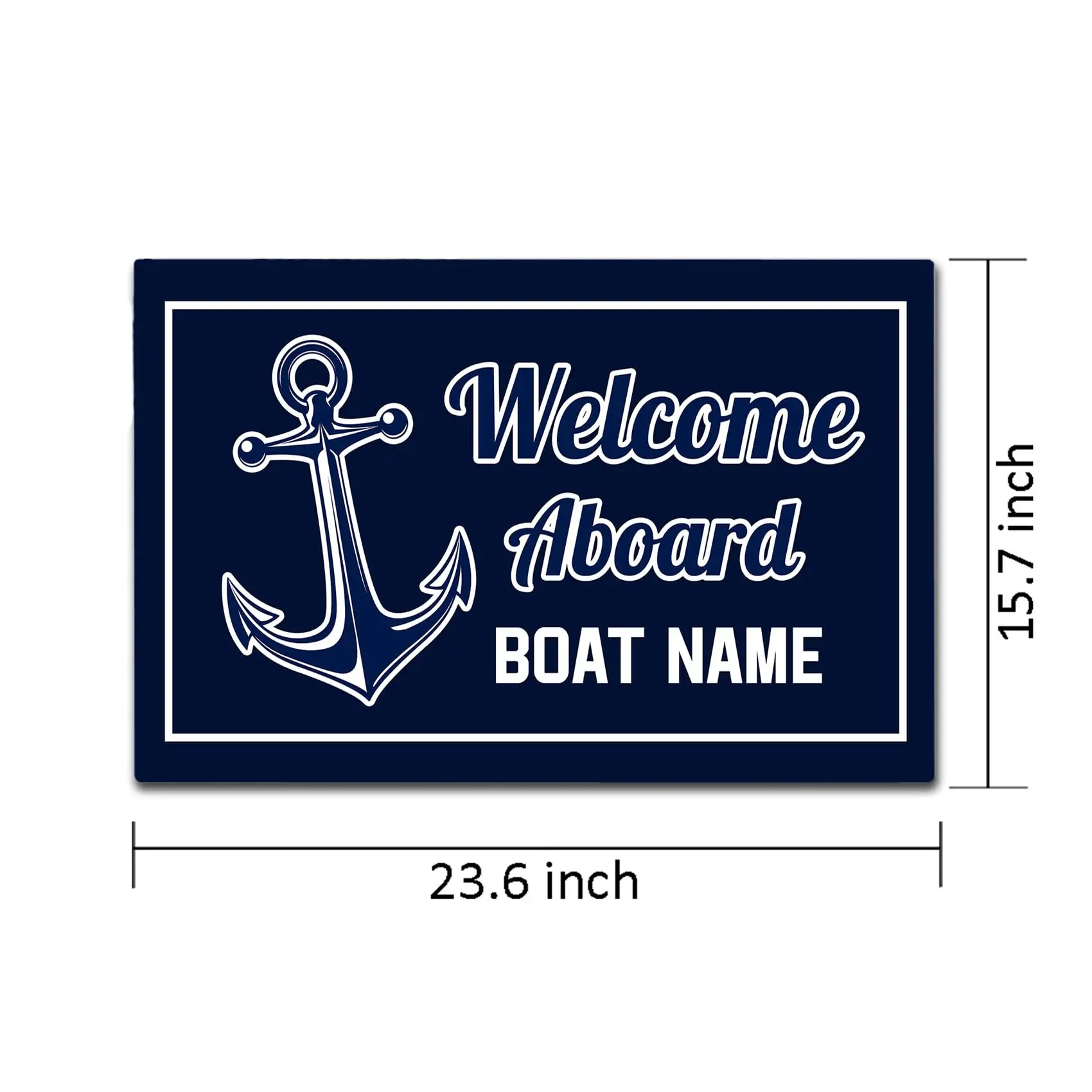 Personalized Boat Name Door Mat, Welcome Aboard Doormat, Indoor Rugs, Outdoor Entrance, Non Slip RubberMat, Housewarming Gift