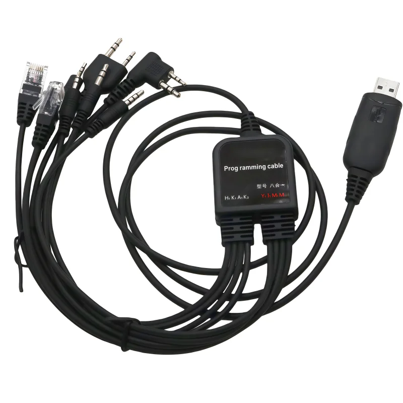 Cable de programación USB 8 en 1 para Baofeng Kenwood TYT QYT Motorola AXU4100 Yaesu ICOM Walkie Talkie Radio coche Radio CD Software