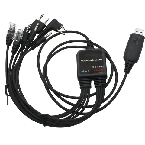 Câble de programmation USB 8 en 1, pour Baofeng Kenwood TYT QYT Motorola AXU4100 Yaesu ICOM, talkie-walkie, Radio de voiture, logiciel CD