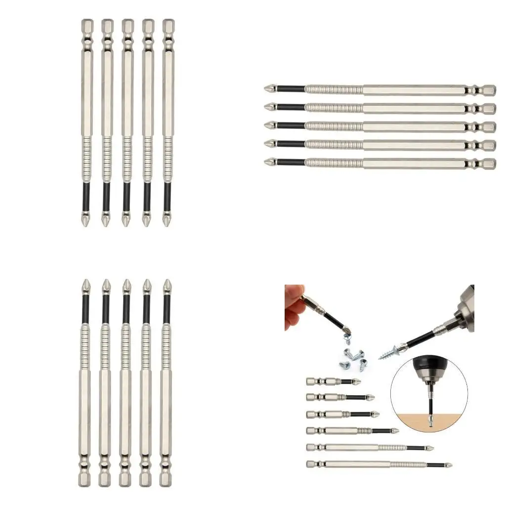 

Y1UD 5Pcs Crosses Screwdriver Bit Alloy Steel AntiSlip Long Drill Bits