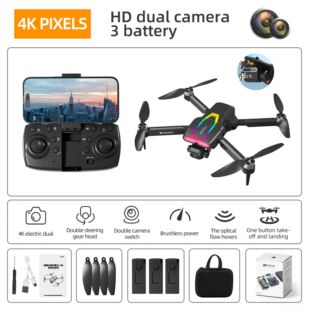 F199 Drone Professional 8K Dual Camera Obstacle Avoidance Optical Flow Positioning Brushless RC Gifts 2024 New