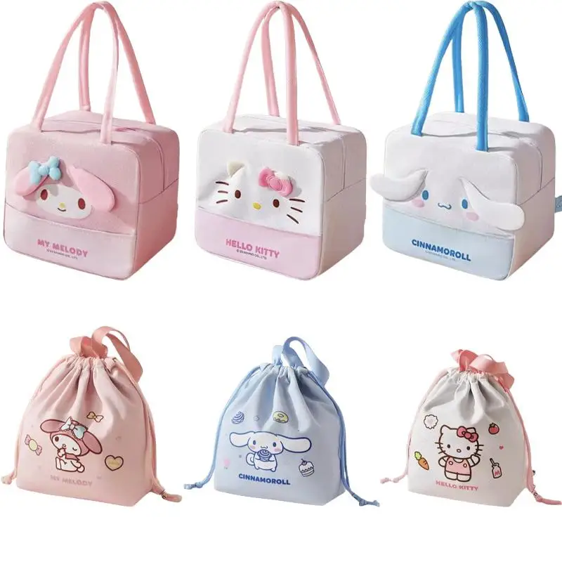 Sanios Hellokittys Cartoon Figure Kawaii Lunch Bag studente ragazza borsa isolamento impermeabile a prova di olio addensare ad alta capacità