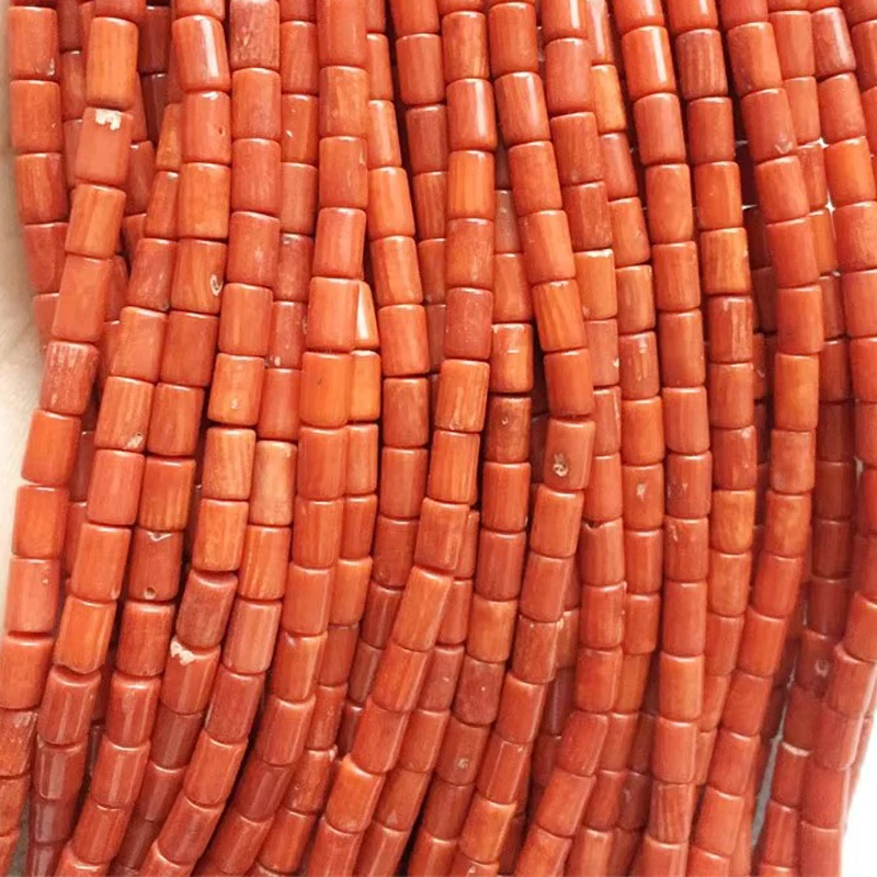 Rare 4*6MM Round Tube Orange Red Coral Gemstone Healing Power Natural Stone Bead For Jewelry Necklace Bracelet Making DIY - view 5