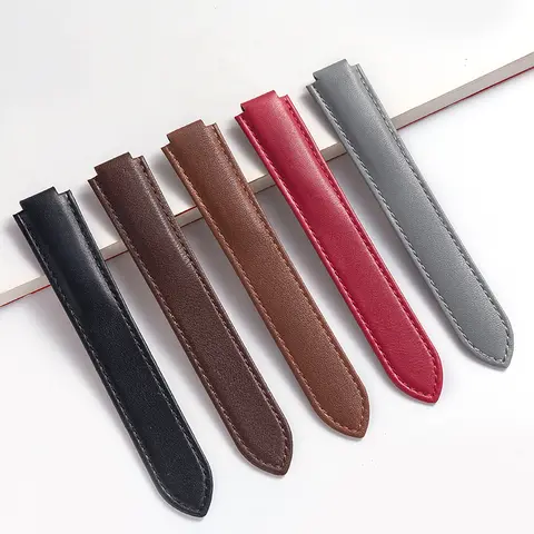 8x14 9x16 11x18 12x20 14x22mm Leather Strap Replacement Cartier Strap Blue Balloon Convex Foldover Buckle Watch Accessories