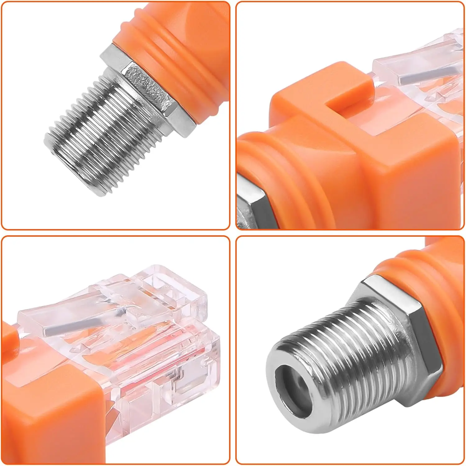 Conector hembra RF tipo F a enchufe macho RJ45, acoplador de barril Coaxial Ethernet, conector adaptador Coaxial para probador de línea, 10 Uds.