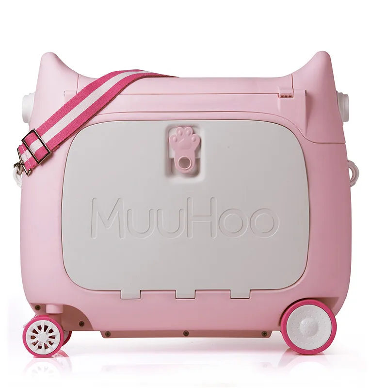 MuuHoo multifunctional children's travel suitcase can be mounted, driven, and instantly transformed into a 20 inch bed for child