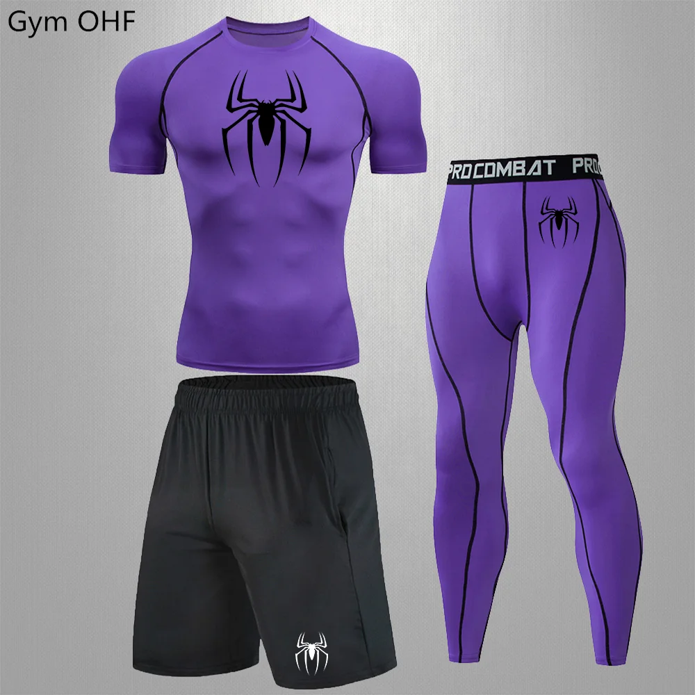 Spider Heren trainingspak Compressiesportpak Gym Fitnesskleding Hardlopen Joggen Sportkleding Trainingsoefening Workout Rashgard