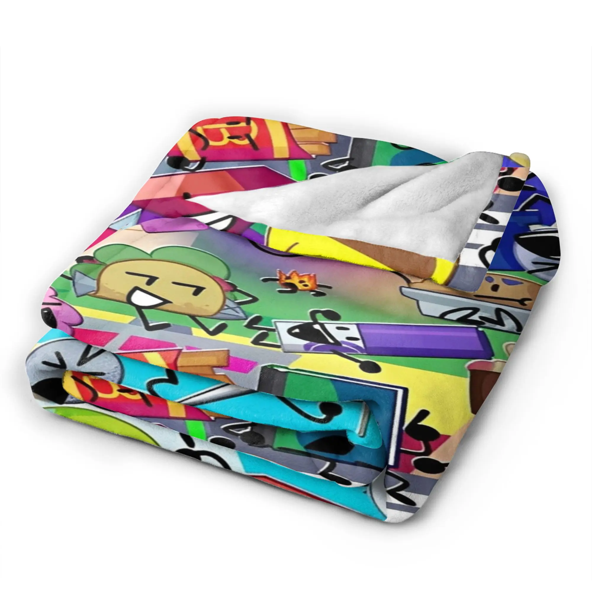 BFDI Inanimate Insanity Anime Blankets  Picnic Flannel Bedding Throws For Living Room Warm Custom Bedspread Birthday Gift