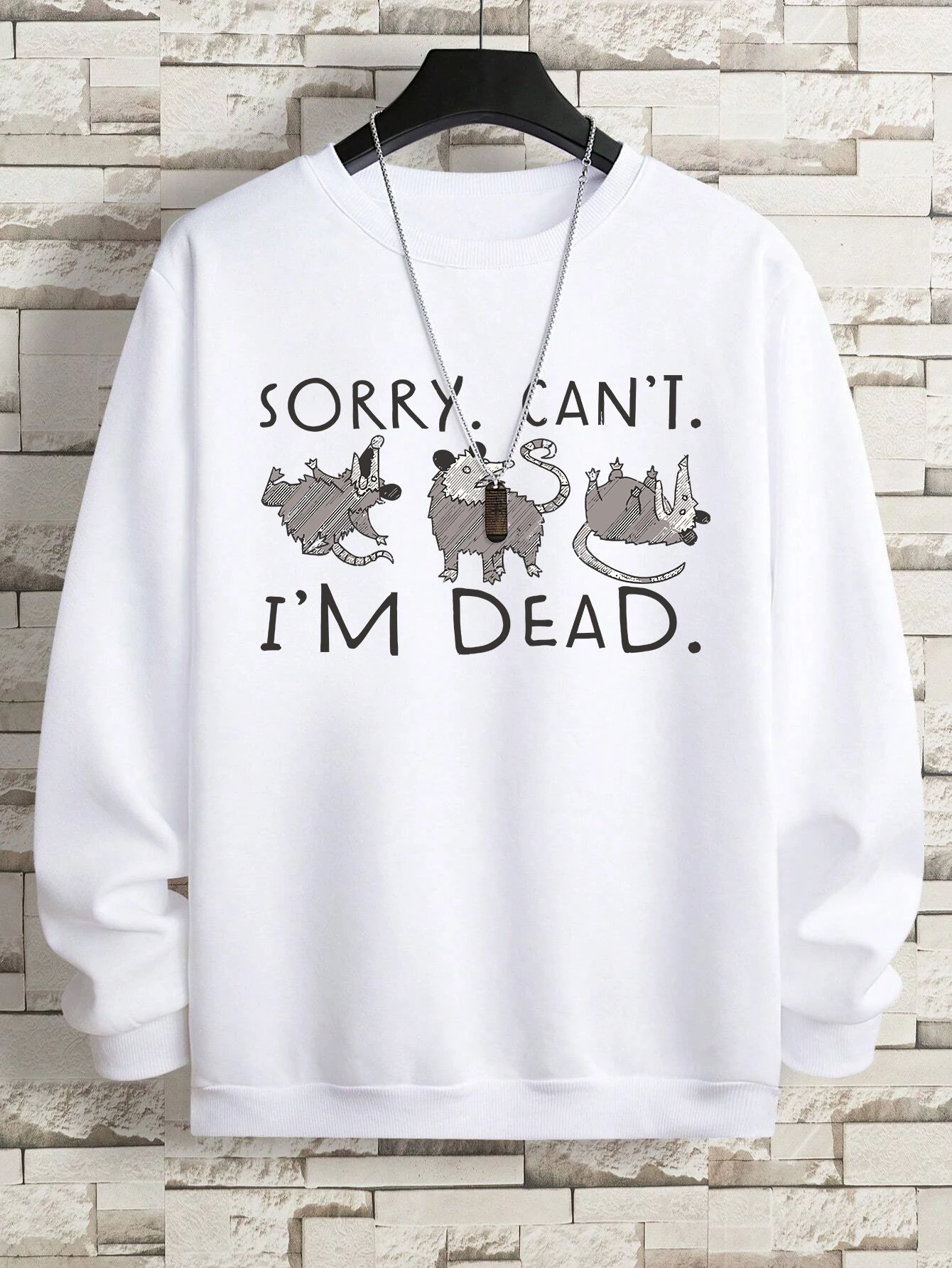 

Possum I'M Dead Printing Man Hoodies Comfortable Fleece Warm Crewneck Sweatshirts Casual Loose Pullovers Men Women Sportswear