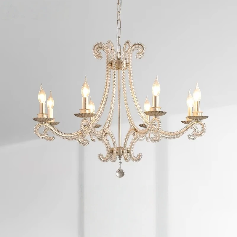 

American Retro Chandelier Living Room Lamp Dining Room Country French Lamp New Romantic Medieval Candle Bedroom Crystal Lamp