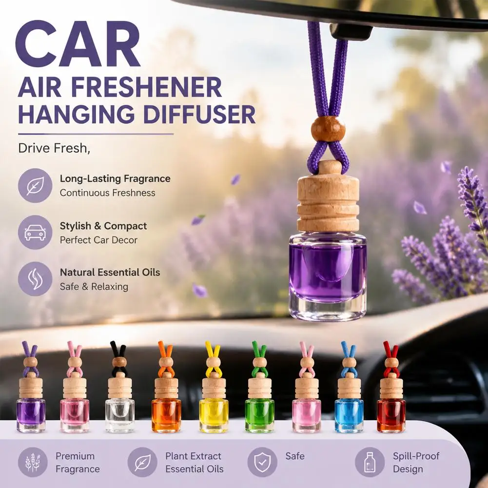Hanging Car Air Freshener Perfume Bottle Natural Fragrance Long Lasting Auto Interior Diffuser Deodorizer Car Accessories