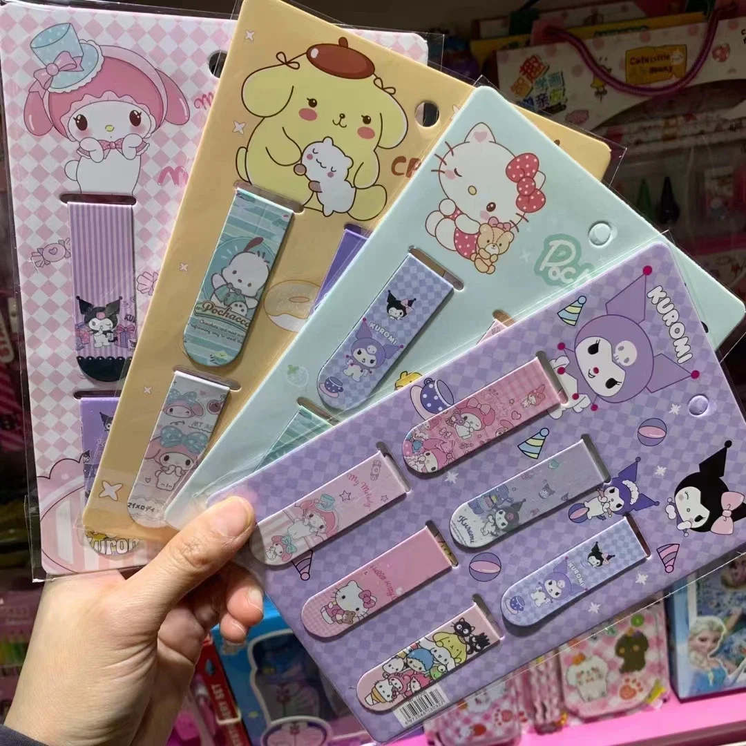 6Pcs/Pack New Sanrio Mymelody Kuromi Cinnamoroll Magnetic Bookmarks Books Marker of Page Student Stationery School Office Supply