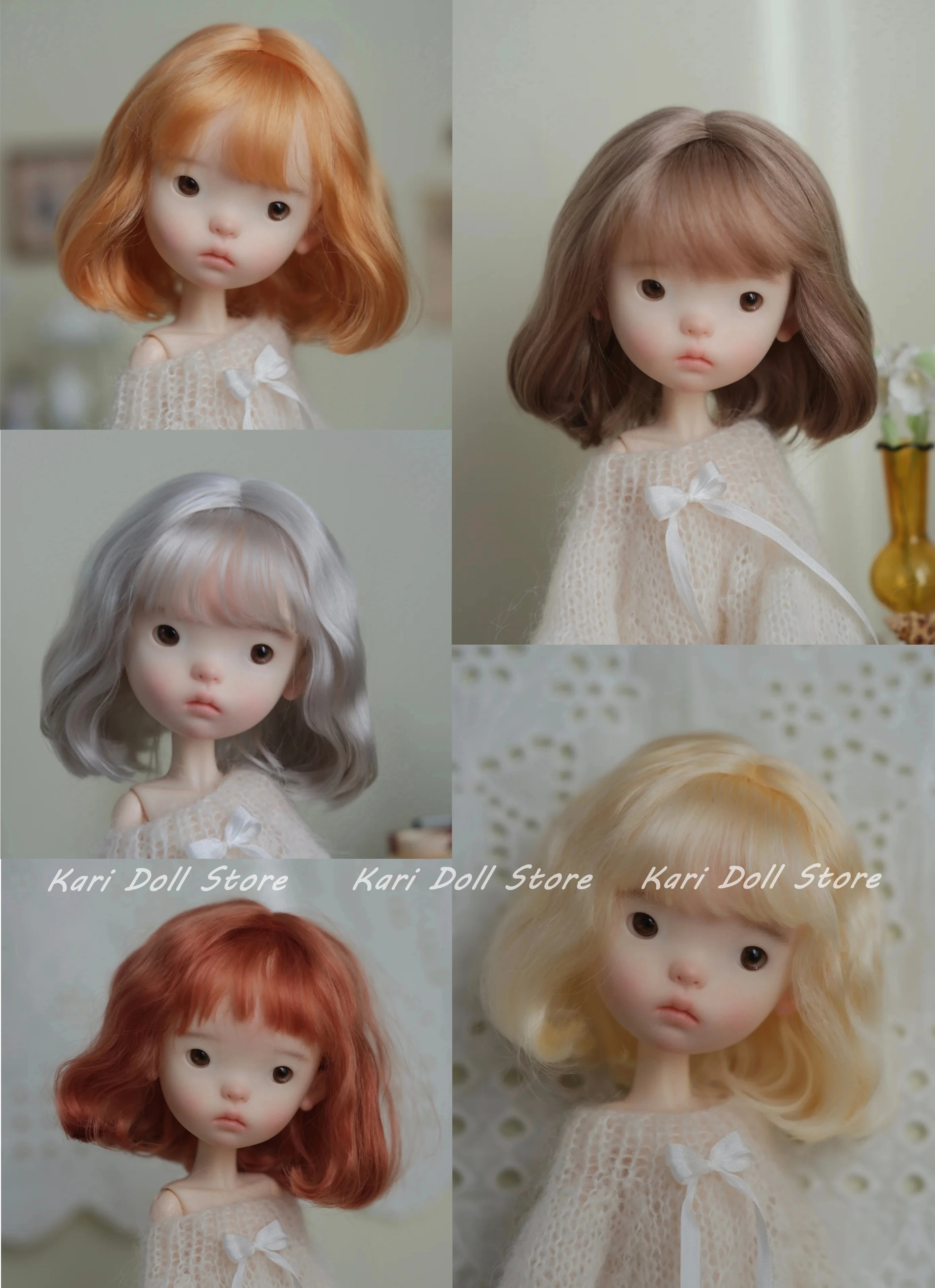 2026 Kari Doll Natural Hard shell Wavy short hair mohair wig for Landazz Landoudou Doll 16cm head circumference