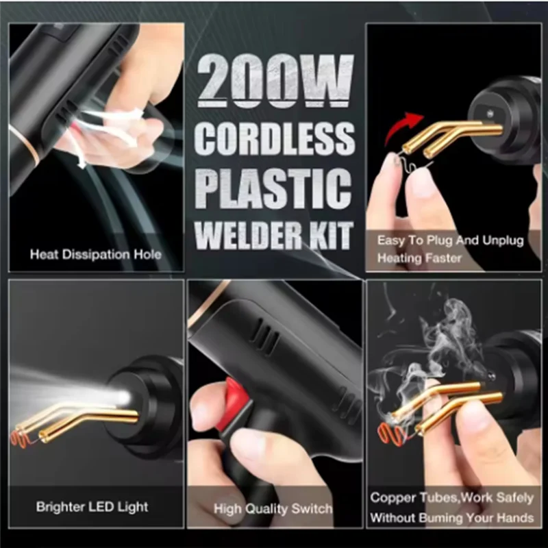 【Recommend】200W 5000Ahm Hot Stapler Plastic Car Bumper Repair Kit Solder Welding Machine Plastic Welding Tool Kit