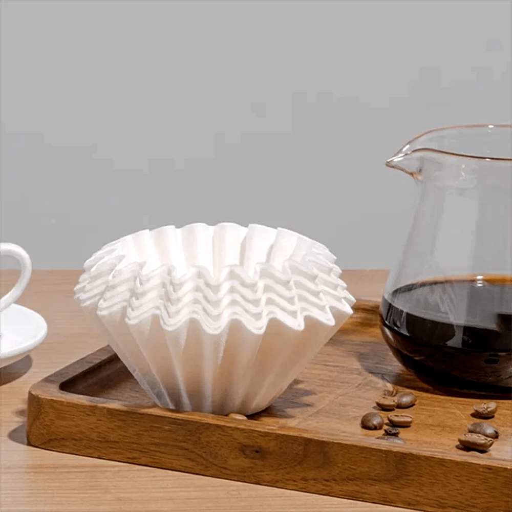 50 Sheets Coffee Filter Paper Cake Drip Style for 1-4 Cups Hand-Brewed Barista Origami Filter Paper Supplies for Espresso
