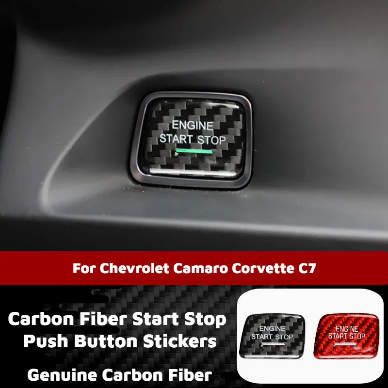 Carbon Fiber Start Stop Push Button Stickers for Chevrolet Camaro Corvette C7 Car Engine Ignition Switch Decoration Trim Keyless